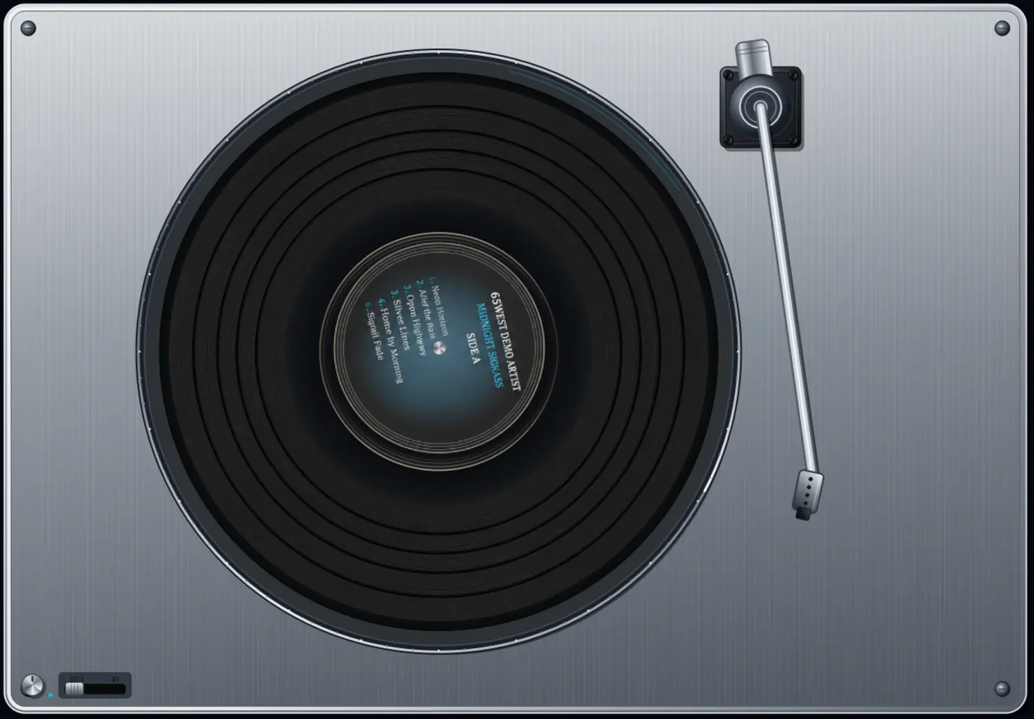 Virtual Vinyl Player in the Studio Silver finish