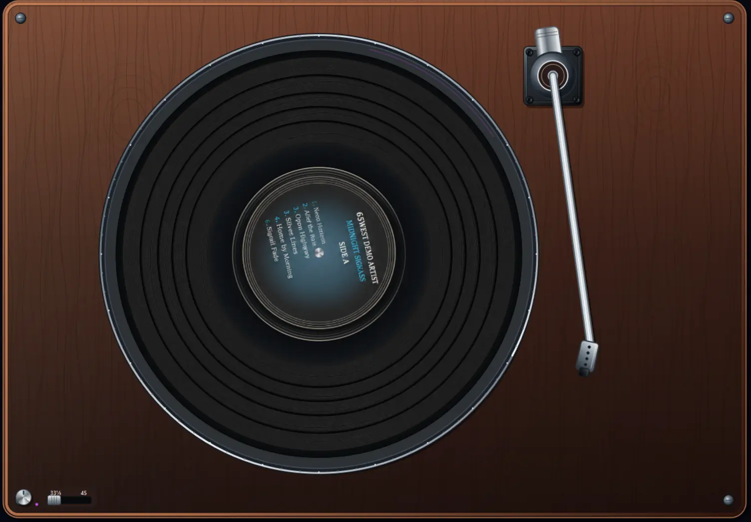 Virtual Vinyl Player in the Walnut finish